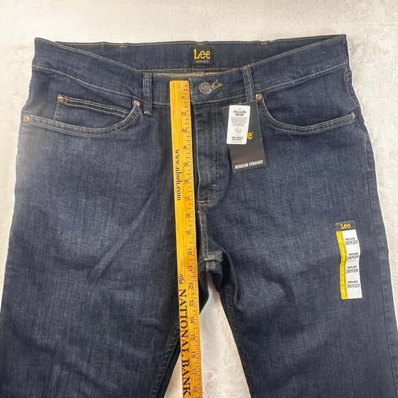 Lee Mens Regular Straight Fit Dark Wash Jeans 36x29 Mcclane Denim Classic Style - Picture 4 of 11
